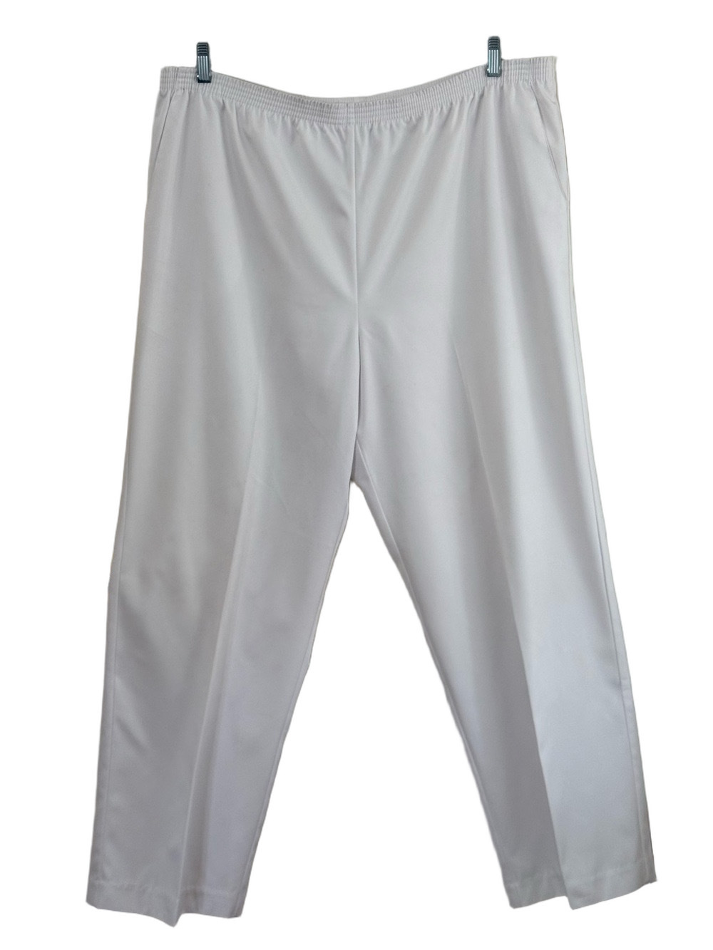 Alfred Dunner White Pull-On Elastic Waist Trousers